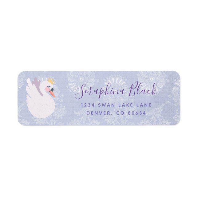Periwinkle Purple Swan Princess Return Address (Front)
