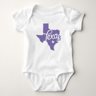 Periwinkle Purple Texas Heart Baby Bodysuit
