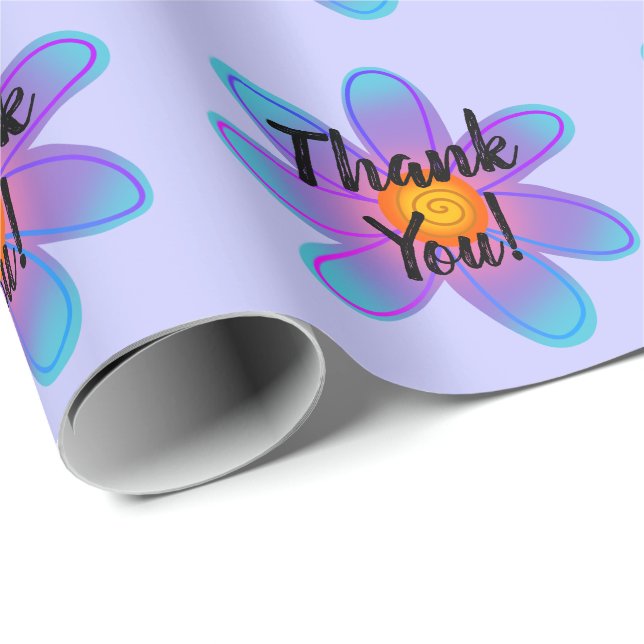 Periwinkle Purple Thank You Wrapping Paper (Roll Corner)