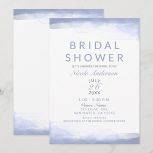 Periwinkle Purple Watercolor Modern Bridal Shower Invitation