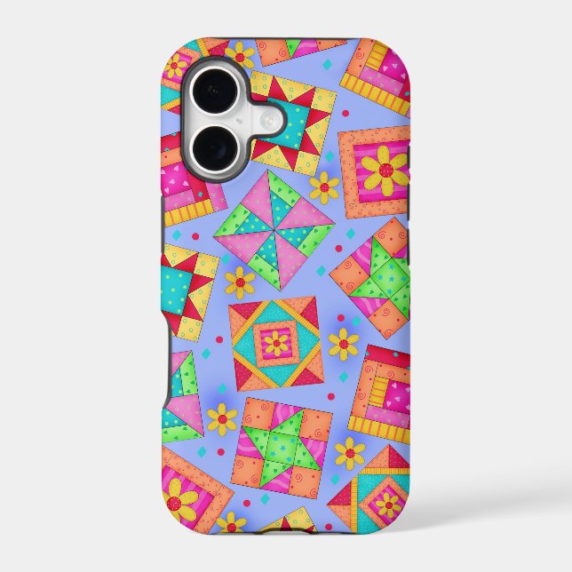 Periwinkle Quilt Patchwork Art iPhone Case (Back)