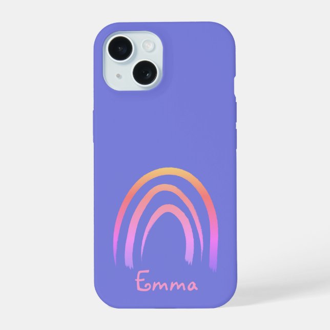 Periwinkle Rainbow Personalised iPhone 15 Case (Back)