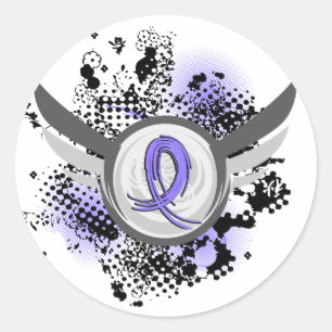 Periwinkle Ribbon And Wings Oesophageal Cancer Classic Round Sticker