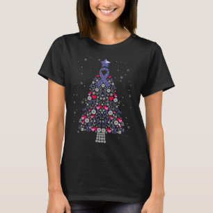 Periwinkle Ribbon Christmas Tree Oesophageal Cance T-Shirt