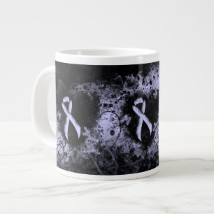 Periwinkle Ribbon Grunge Heart Large Coffee Mug