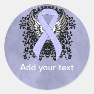 Periwinkle Ribbon with Wings Classic Round Sticker