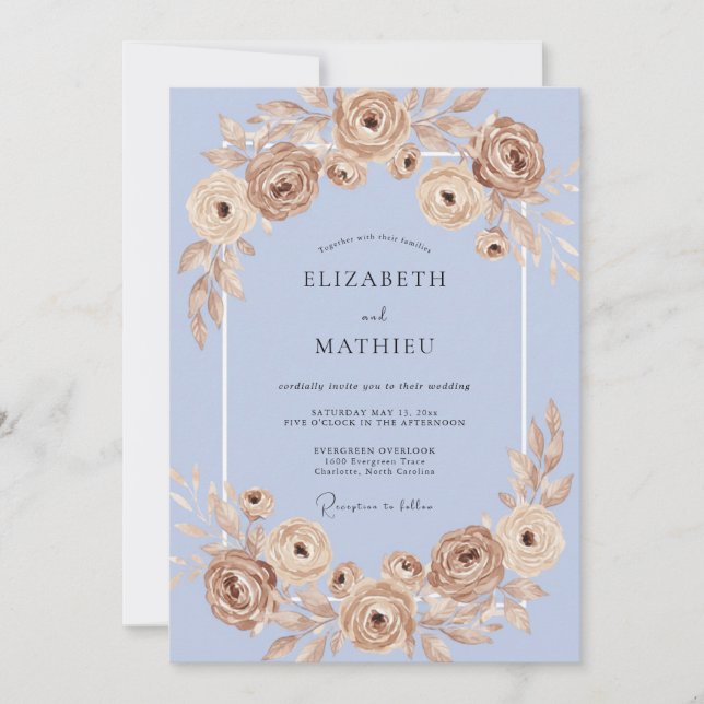 Periwinkle Romantic Floral Wedding Invitation (Front)