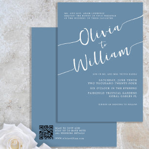 Periwinkle Script Minimalist Wedding Invitation