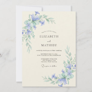 Periwinkle Seafoam Vine Wedding Invitation