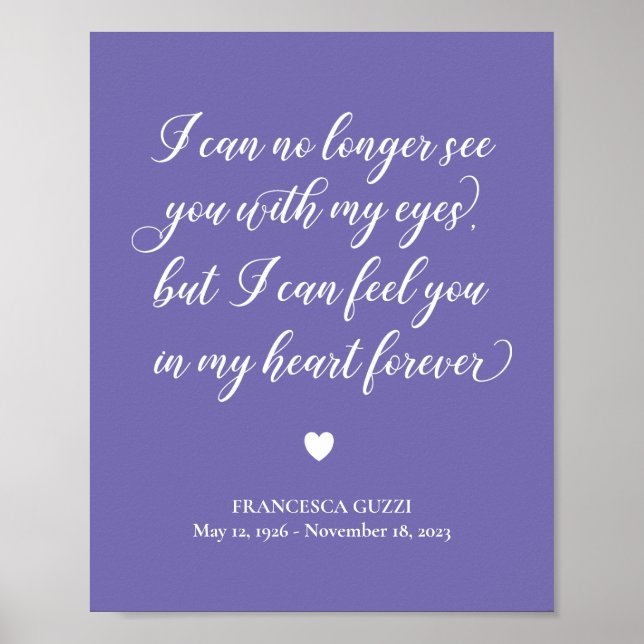 Periwinkle See You In My Heart Forever Memorial Poster (Front)