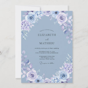 Periwinkle Serene Botanical Wedding Invitation