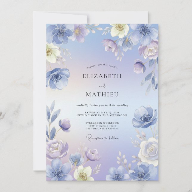 Periwinkle Serene Meadow Wedding Invitation (Front)