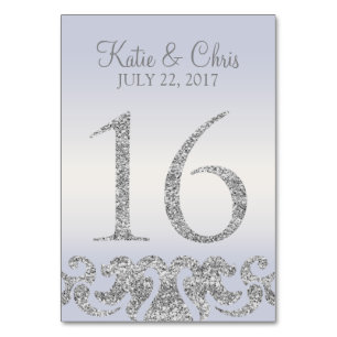 Periwinkle Silver Glitter Look Table Numbers-16 Number