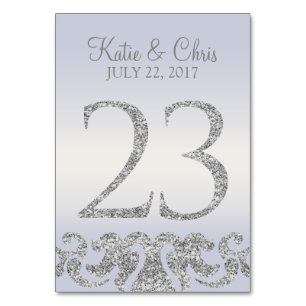 Periwinkle Silver Glitter Look Table Numbers-23 Number
