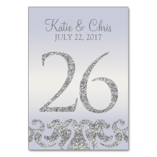 Periwinkle Silver Glitter Look Table Numbers-26 Number