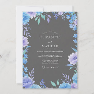 Periwinkle Slate Petal Wedding Invitation