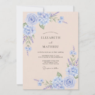 Periwinkle Soft Floral Romance Wedding Invitation