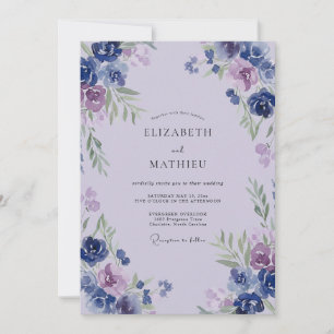 Periwinkle Soft Lilac Painted Wedding Invitation