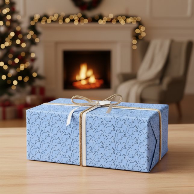 Periwinkle Squirrel Chic Wrapping Paper (Whimsical Charm Periwinkle Squirrel Gift Wrap)