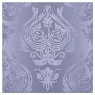 Periwinkle Steel Floral Lace Damask Fabric