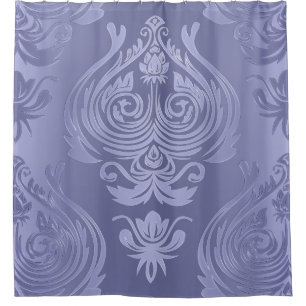 Periwinkle Steel Floral Lace Damask Shower Curtain