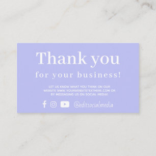 Periwinkle Thank You Business Card