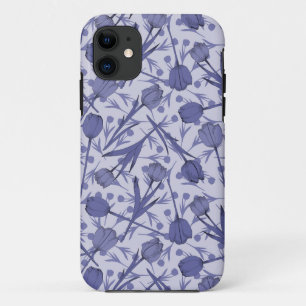Periwinkle tulip flower pattern Case-Mate iPhone case