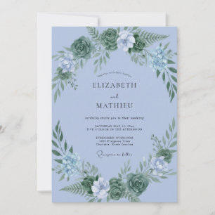 Periwinkle Verdant Succulent Wedding Invitation