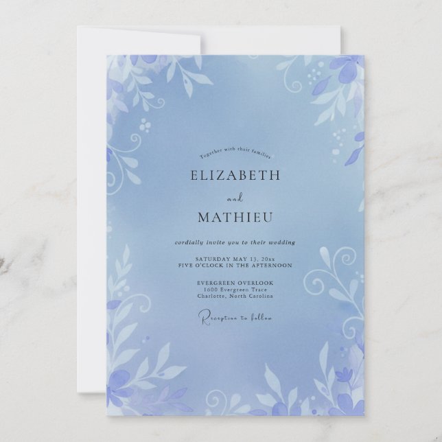 Periwinkle Vine Wedding Invitation (Front)