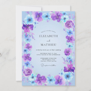 Periwinkle Violet Wildflower Wedding Invitation