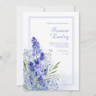 Periwinkle Watercolor Botanical Muscari Frame Invitation