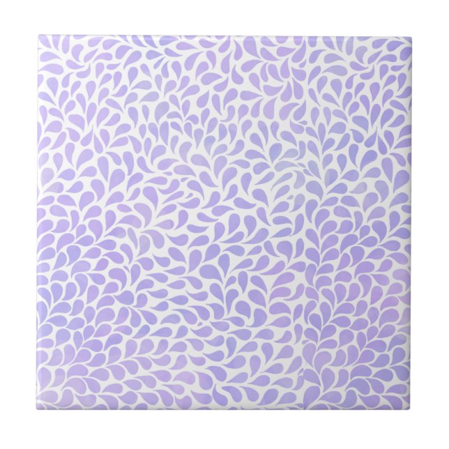 Periwinkle watercolor drops pattern ceramic tile (Front)