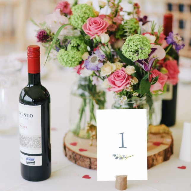 Periwinkle Watercolor Floral Stem Table Card (Creator Uploaded)