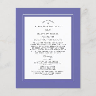 Periwinkle Wedding Ceremony Elegant Budget Program