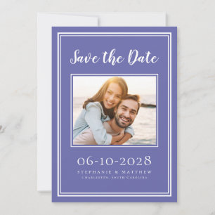 Periwinkle Wedding Photo Simple Engagement Modern Save The Date