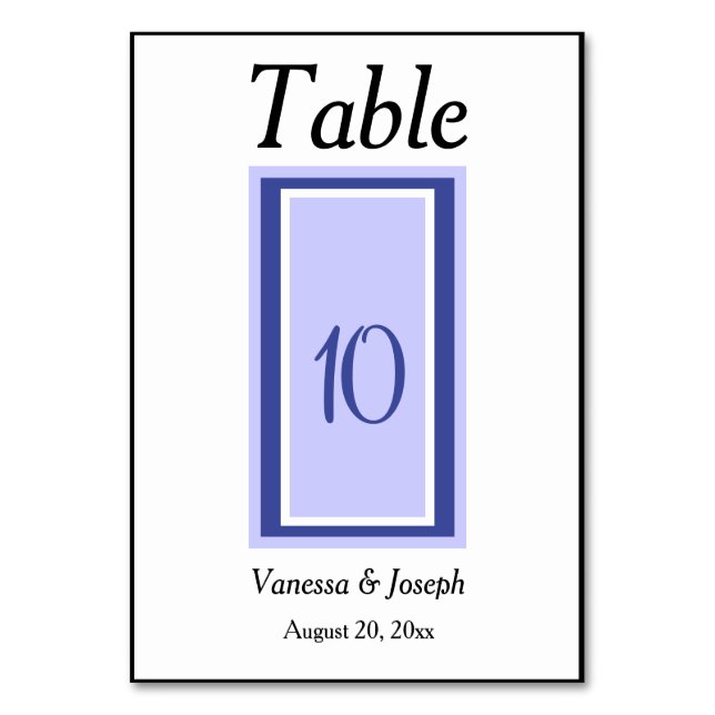 Periwinkle Wedding Table No. Number (Front)