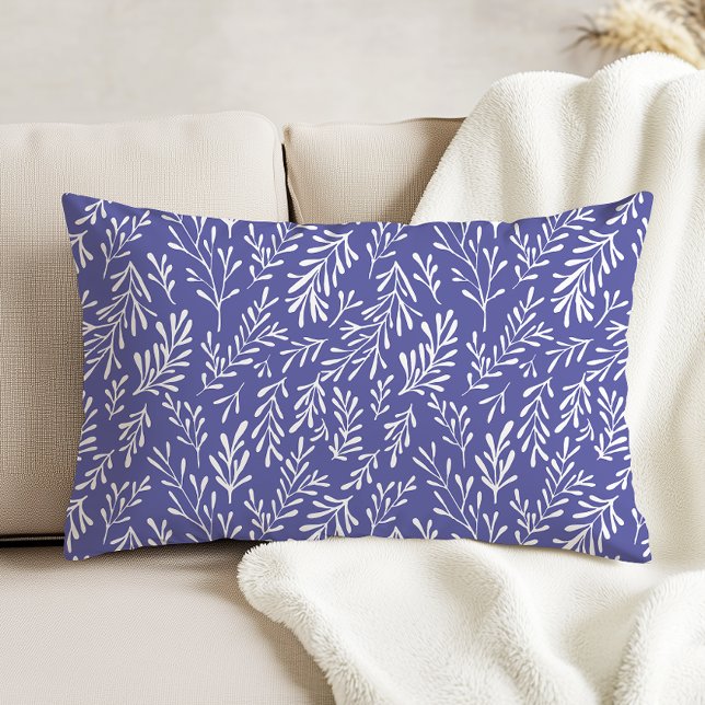 Periwinkle Whimsical Foliage Pattern Decorative Cushion (Creator Uploaded)