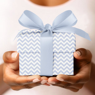 Periwinkle & White Chevron Stripe Baby Shower Wrapping Paper