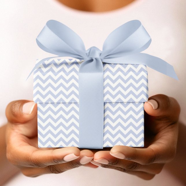 Periwinkle & White Chevron Stripe Baby Shower Wrapping Paper (Cute Periwinkle & White Chevron Stripes Pattern for Baby. Elegant Gender Neutral Zigzag Lines.)