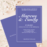 Periwinkle & White Modern Minimalist Wedding Invitation<br><div class="desc">Modern,  minimalist and trendy wedding invite design features 2022 colour palette of periwinkle blue background with white customisable text blocks in modern fonts</div>