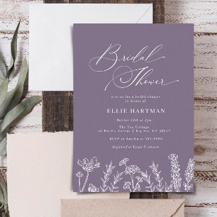 Periwinkle Wildflower Bridal Shower Invitation