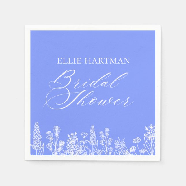 Periwinkle Wildflower Bridal Shower  Napkin (Front)