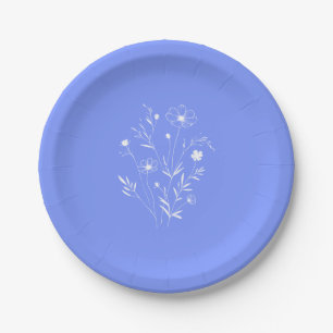 Periwinkle Wildflower Bridal Shower Paper Plate