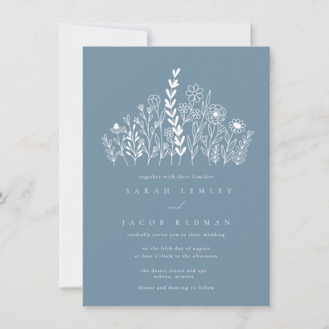Periwinkle Wildflowers Wedding Invitation (Front)