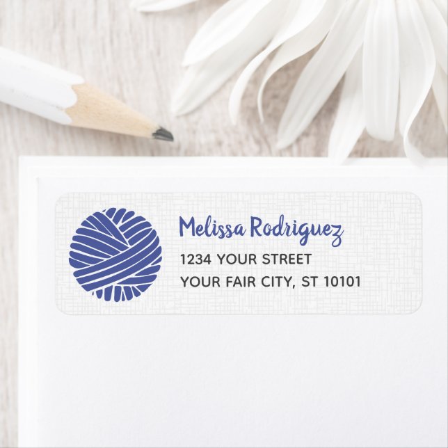 Periwinkle Yarn Ball Return Address Labels (Insitu)