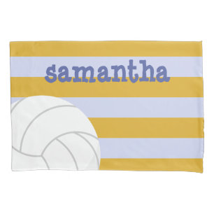 Periwinkle & Yellow Giant Volleyball Striped Pillowcase