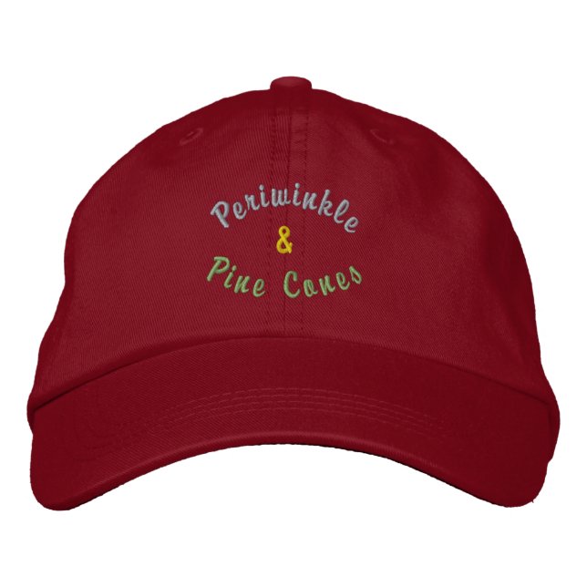 Periwnikle & Pine Cones Embroidered Hat (Front)