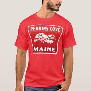Perkins Cove Maine Retro  Badge Red T-Shirt