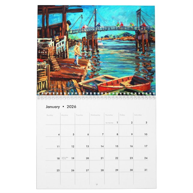 Perkins Cove, Ogunquit, Maine Wall Calender Calendar (Jan 2026)