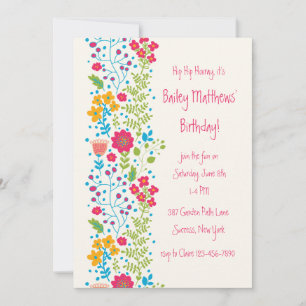 Perky Floral Border Invitation